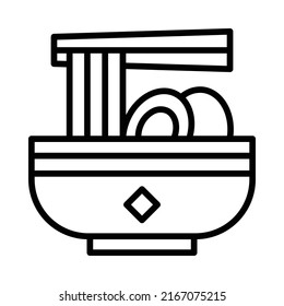 Ramen Icon. Line Art Style Design Isolated On White Background