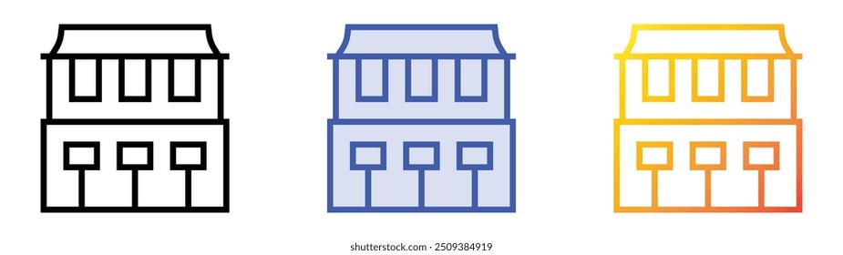 ramen icon. Linear, Blue Fill and Gradient Style Design Isolated On White Background
