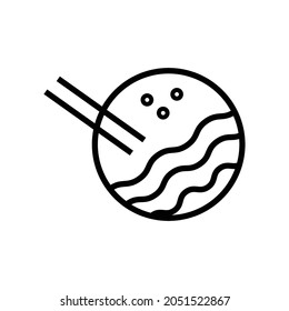 Ramen icon with lines on a white background. Asian dish.