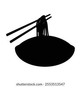 Ramen Icon with Noodles and Chopsticks Illustration