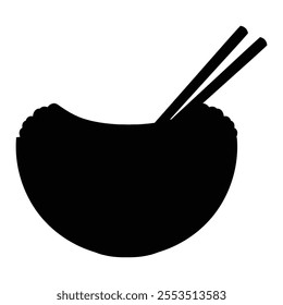 Ramen Icon with Noodles and Chopsticks Illustration