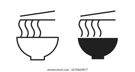 Icono de Ramen sobre fondo blanco. icono establecido en contorno negro y relleno