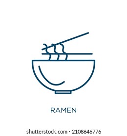 ramen icon. Thin linear ramen outline icon isolated on white background. Line vector ramen sign, symbol for web and mobile
