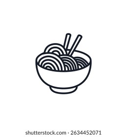 Ramen Icon Vector Illustration. Japanese Noodle Soup Symbol for Restaurant Branding and Asian Cuisine Designs