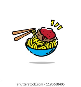 ramen icon, vector with mbe style