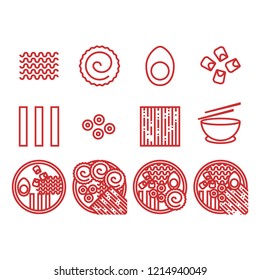 Ramen icons in line style  for any purpose. perfect for website food or menu restaurant ramen.