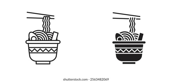 Ramen icons in outline and fill. vector illustration for ui.