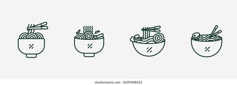 Ramen icons set. Outline set of ramen vector icons . Detail,simple design. Vector illustration