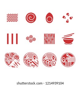 Ramen icons in style glphy for any purpose. perfect for website food or menu restaurant ramen.