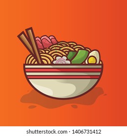 Ramen illustration with attractive colors and charming designs