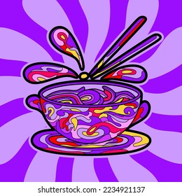 Ramen illustration in a colorful abstract style for poster purposes or other media purposes