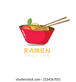 ramen illustration on red bowl. Suitable for decoration, sticker, icon ,logo and other.