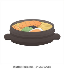 Ramen aislado sobre fondo blanco para café o restaurante. ilustración Vector.