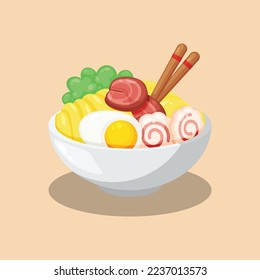 Ramen Japan Food. Design with cartoon. Vector design illustration.