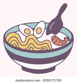 ramen japanese food color stroke