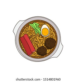 Ramen Japanese Food. Illustration view from top. Japan Noddle.