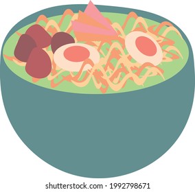 Ramen Japanese food vector flat design. 