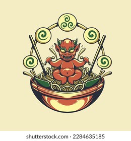 ramen Japanese mask vector art 