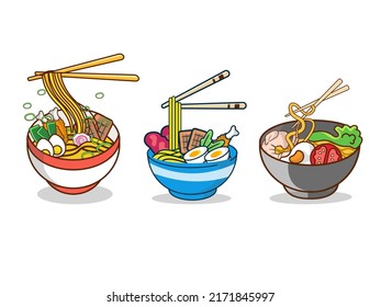 Ramen japanese noodle clipart design