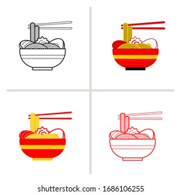 Ramen japanese noodle icon. Graphic element illustration with different style on white background. Vector Illustration. 