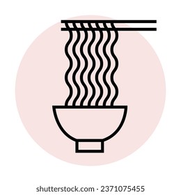 Ramen Japanese Noodle Outline Vector Illustration