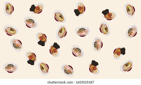 a Ramen japanese noodle pattern background.