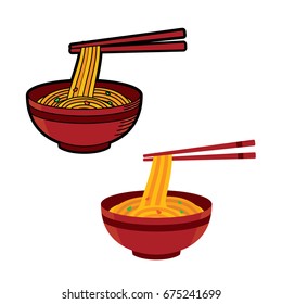 Ramen Japanese noodle soups. vector illustration