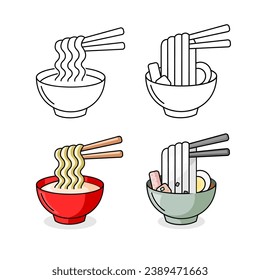 Ramen Japanese soba icon vector.