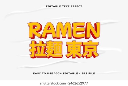 ramen Japanese text means Japanese ramen editable text effect. Minimalist vector text effect.