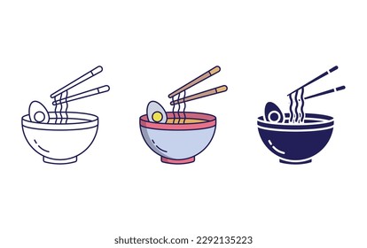 Ramen line and solid illustration icon