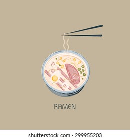 Ramen. Logo concept. Vector illustration. Can be used for banners, logo, posters. 