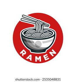 Ramen logo design emblem. Japanese food logo stock vector illustration