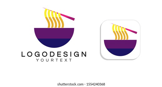 ramen logo design. icon app smartphone color full