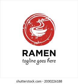 Ramen Logo Design Illustration . Ramen menu logo template with bowl . Japanese food logo stock vector Illustration