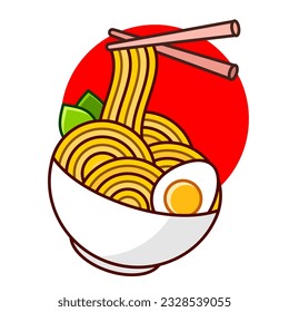 Ramen Logo Design Illustration . Ramen menu logo template with bowl . Japanese food logo stock vector Illustration