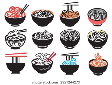 Ramen logo icon set (it says ramen in Japanese)