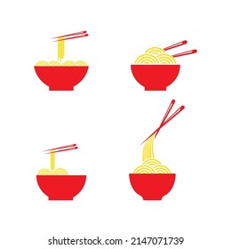 Ramen logo with Japanese text that is interpreted as Ramen, Japanese food Ramen, Vector Logo Template, Japanese restaurant, Ramen restaurant, food icon, design flat illustration