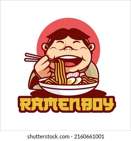 Ramen Logo Mascot Cartoon Fat Cute