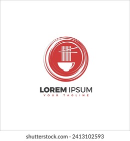 Ramen logo red, suitable for logos, icons, cold backgrounds, etc