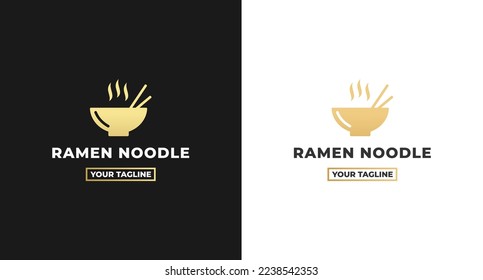 ramen logo vector or best ramen logo vector on white and black background. Ramen logo for business japanese noodle business. An elegant look for the ramen logo, a typical Japanese halal noodle.