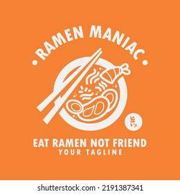 DISEÑO DE LOGOTIPO PREMIUM DE RAMEN MANIAC