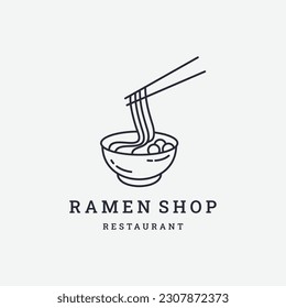 Ramen menu logo template with bowl . Japanese food logo stock vector Illustration .
