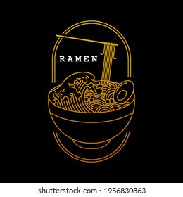 Ramen mie Monoline vector illustration