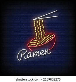 Vector de texto de Ramen Neon Signs Style