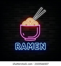 Ramen Neon Signs Vector. Design Template Neon Style