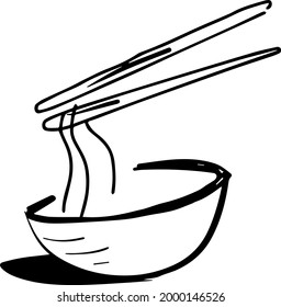 vector de linearato de icono de ramen noddle