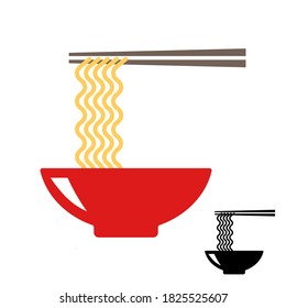 ramen noodle bowl with chopsticks. vector logo