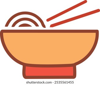 ramen noodle bowl flat vector illustration