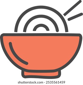 ramen noodle bowl flat vector illustration