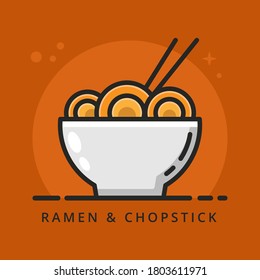 Ramen Noodle Bowl Symbol Logo Illustration. Japanese Food Ramen Restaurant Icon Vector for Sticker and Mascot